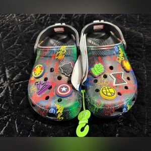 CROCS Kids Slippers - Black with Multicolor Marvel Icons